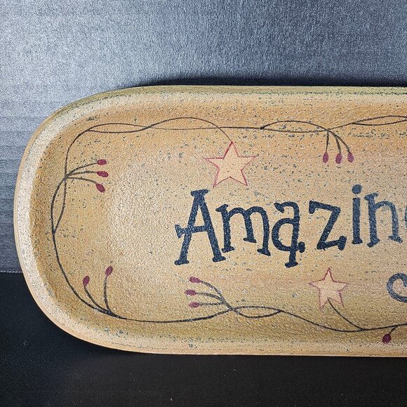 Donna White, Amazing Grace Rustic, Primitive, Decorative Oblong Tray - Picture 2 of 9